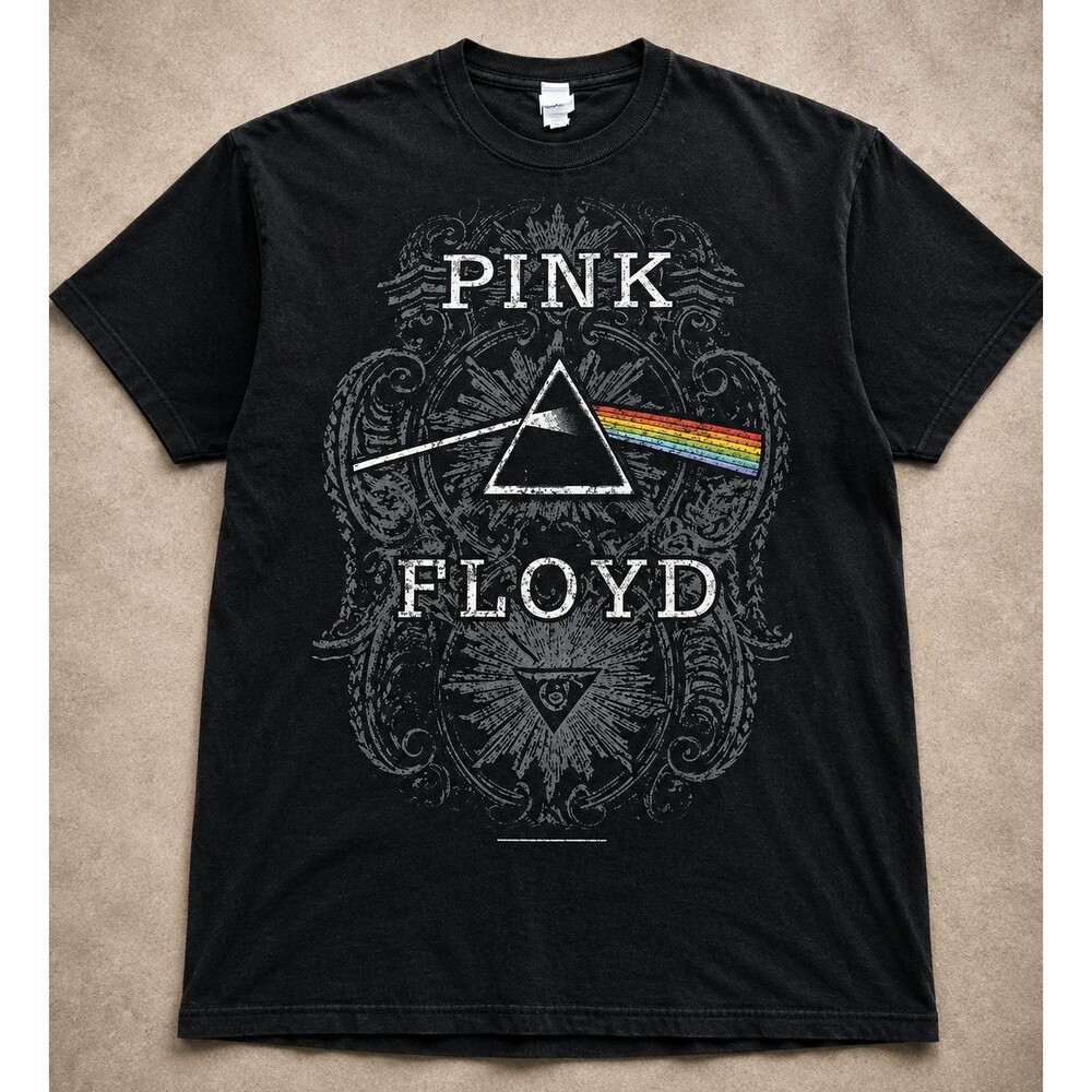 Pink Floyd 2009 T Shirt Mens L Dark Side Moon Prism Black Distressed Graphic Tee
